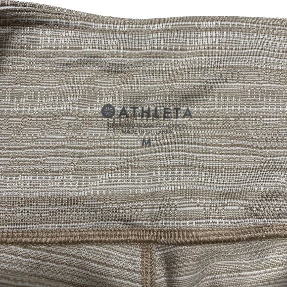 ATHLETA Jacquard Quail Tan Chaturanga Leggings Size Medium #293133 Textured Crop - Picture 3 of 8